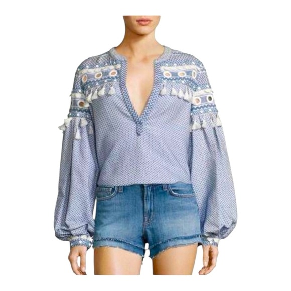 Dodo Bar Or Light Blue Embroidered Blouse - Picture 2 of 12